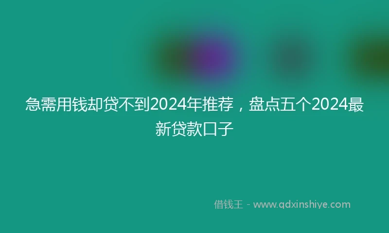 急需用钱却贷不到2024年推荐，盘点五个2024最新贷款口子