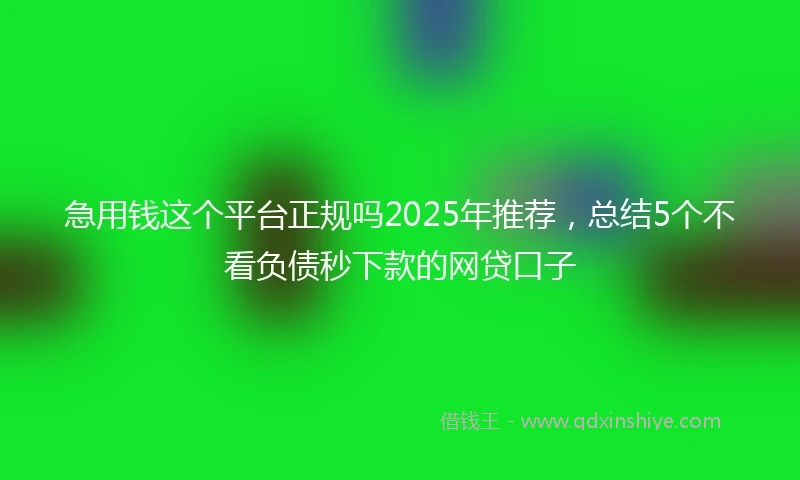 急用钱这个平台正规吗2025年推荐，总结5个不看负债秒下款的网贷口子