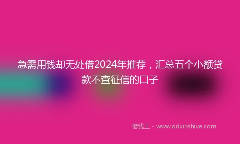 急需用钱却无处借2024年推荐，汇总五个小额贷款不查征信的口子