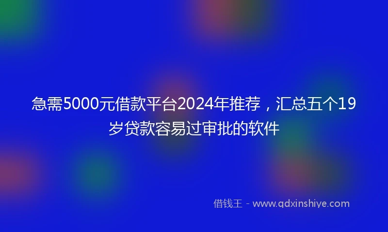 急需5000元借款平台2024年推荐，汇总五个19岁贷款容易过审批的软件