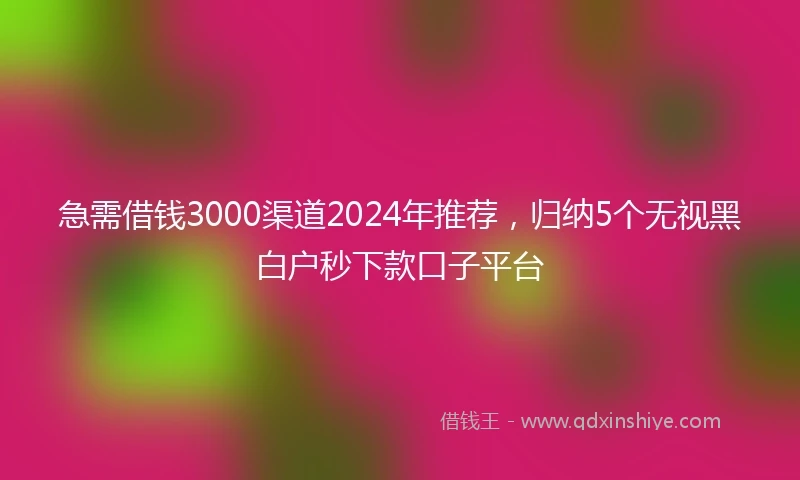 急需借钱3000渠道2024年推荐,归纳5个无视黑白户秒下款口子平台