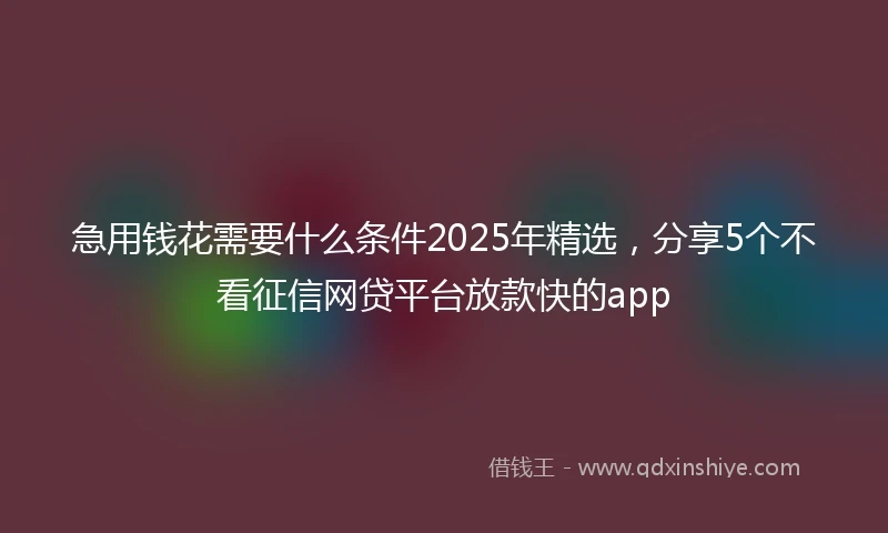 急用钱花需要什么条件2025年精选，分享5个不看征信网贷平台放款快的app