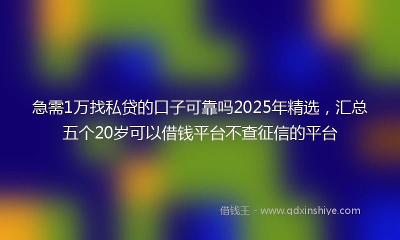 急需1万找私贷的口子可靠吗2025年精选，汇总五个20岁可以借钱平台不查征信的平台