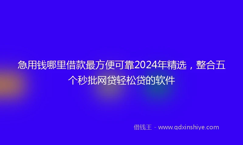 急用钱哪里借款最方便可靠2024年精选,整合五个秒批网贷轻松贷的软件