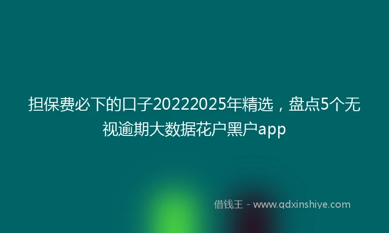 担保费必下的口子20222025年精选，盘点5个无视逾期大数据花户黑户app
