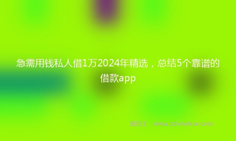 急需用钱私人借1万2024年精选，总结5个靠谱的借款app