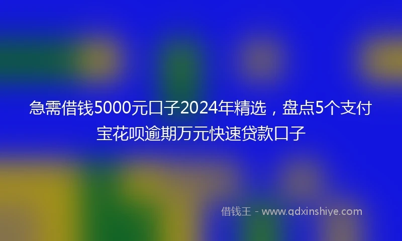 急需借钱5000元口子2024年精选，盘点5个支付宝花呗逾期万元快速贷款口子