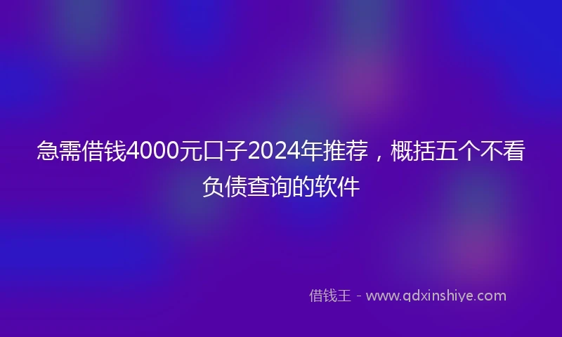 急需借钱4000元口子2024年推荐，概括五个不看负债查询的软件