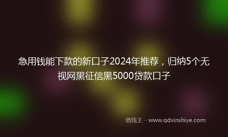 急用钱能下款的新口子2024年推荐，归纳5个无视网黑征信黑5000贷款口子