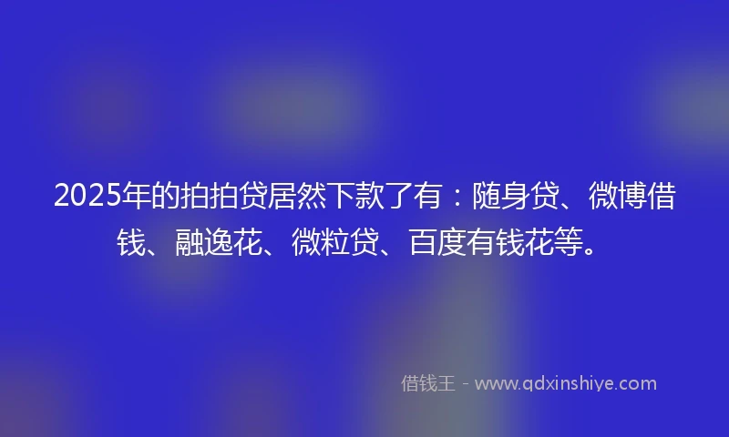 2025年的拍拍贷居然下款了有：随身贷、微博借钱、融逸花、微粒贷、百度有钱花等。