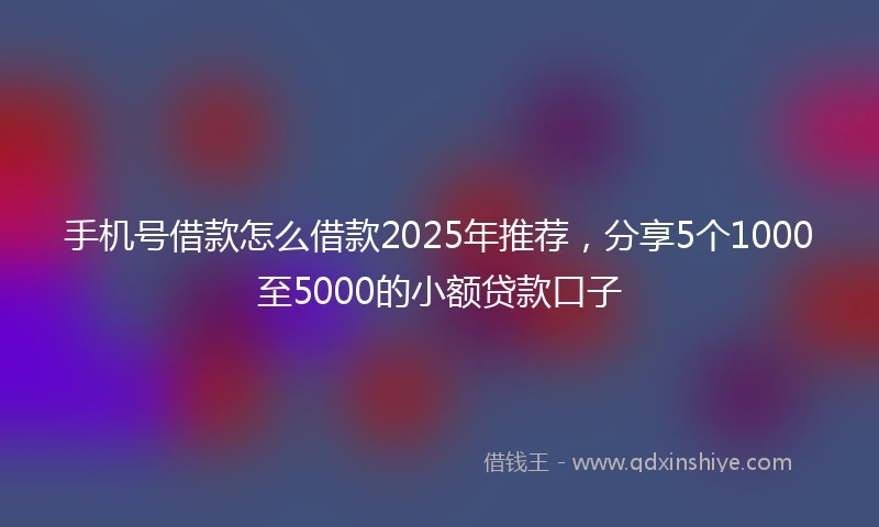 手机号借款怎么借款2025年推荐，分享5个1000至5000的小额贷款口子