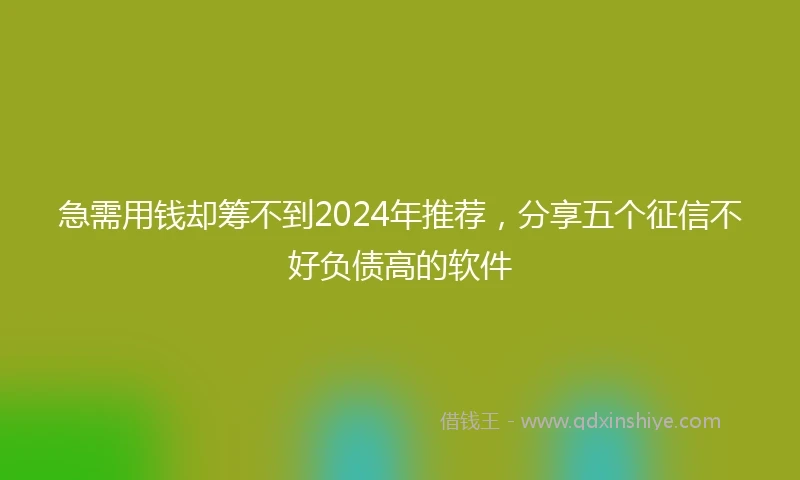 急需用钱却筹不到2024年推荐，分享五个征信不好负债高的软件