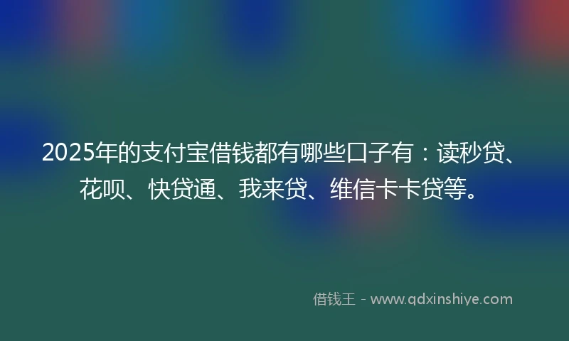 2025年的支付宝借钱都有哪些口子有：读秒贷、花呗、快贷通、我来贷、维信卡卡贷等。