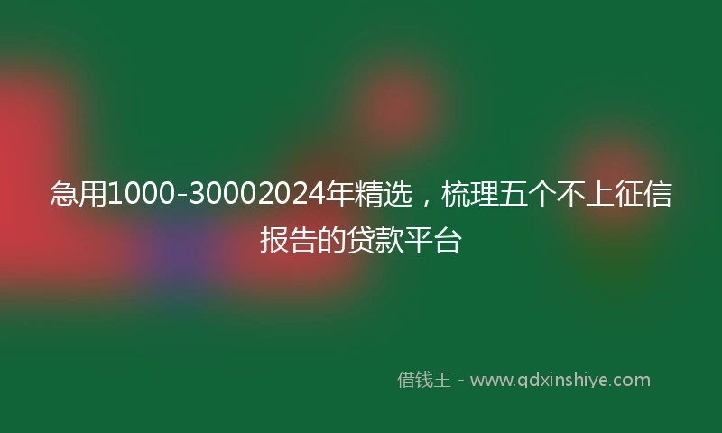 急用1000-30002024年精选，梳理五个不上征信报告的贷款平台