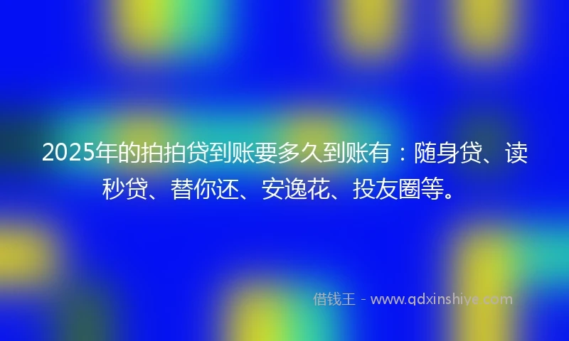 2025年的拍拍贷到账要多久到账有：随身贷、读秒贷、替你还、安逸花、投友圈等。