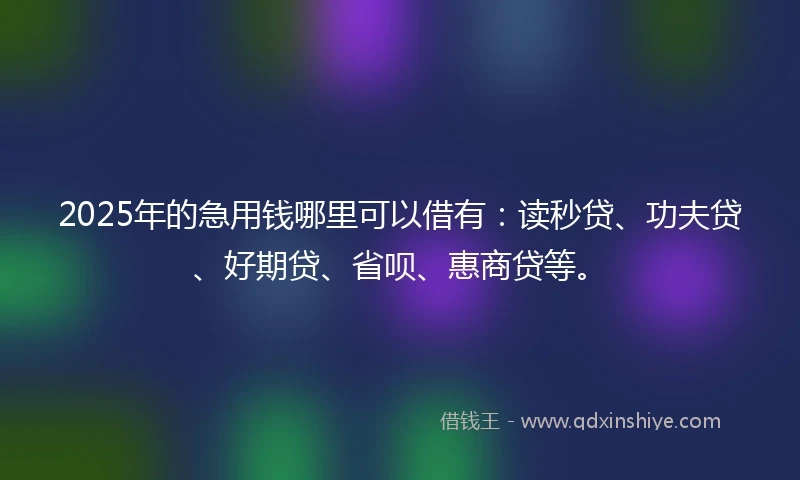 2025年的急用钱哪里可以借有：读秒贷、功夫贷、好期贷、省呗、惠商贷等。