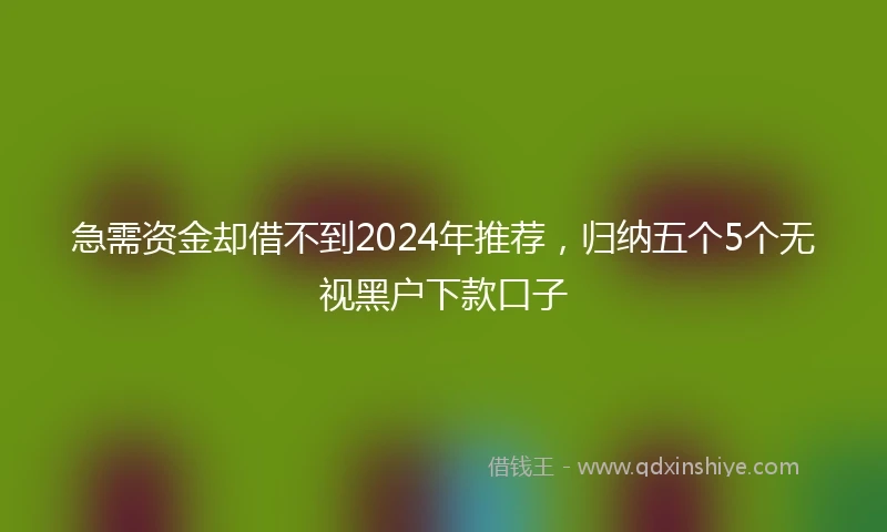 急需资金却借不到2024年推荐，归纳五个5个无视黑户下款口子
