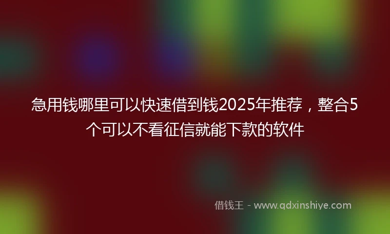 急用钱哪里可以快速借到钱2025年推荐，整合5个可以不看征信就能下款的软件