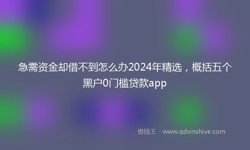 急需资金却借不到怎么办2024年精选，概括五个黑户0门槛贷款app