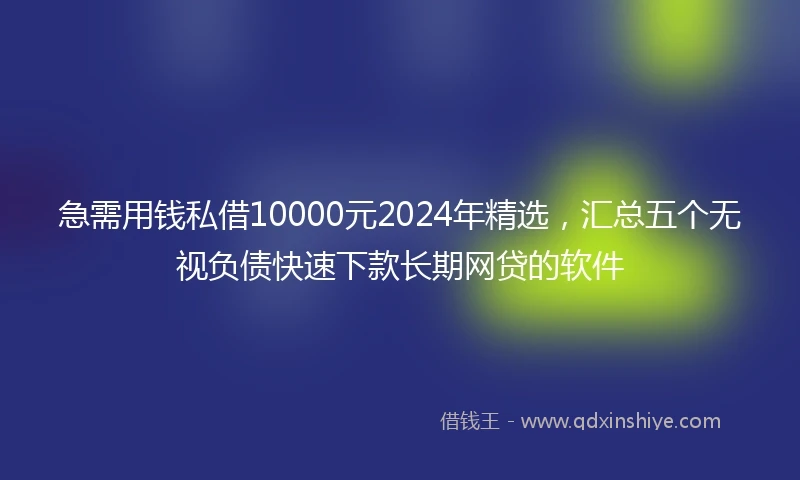 急需用钱私借10000元2024年精选，汇总五个无视负债快速下款长期网贷的软件