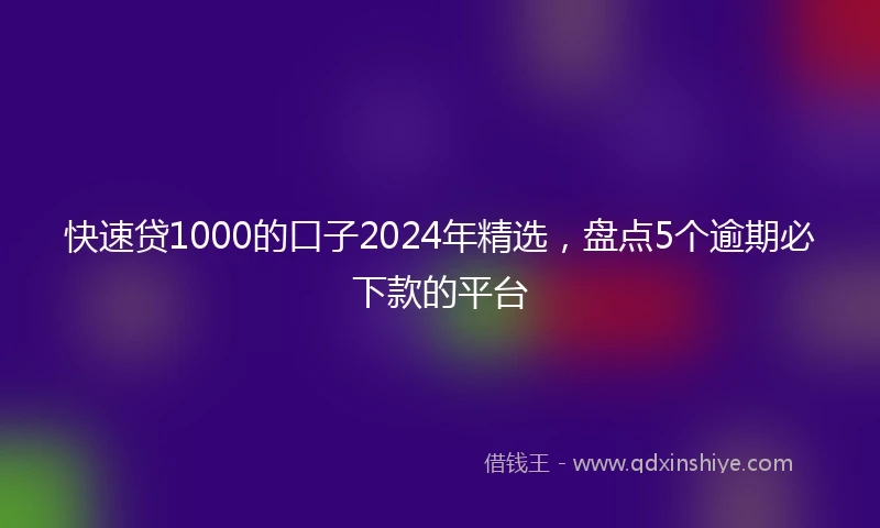 快速贷1000的口子2024年精选，盘点5个逾期必下款的平台
