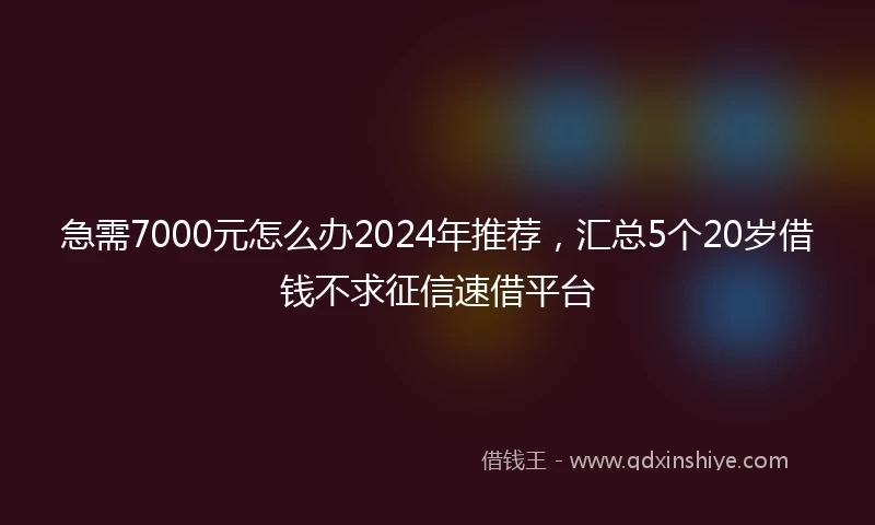 急需7000元怎么办2024年推荐，汇总5个20岁借钱不求征信速借平台