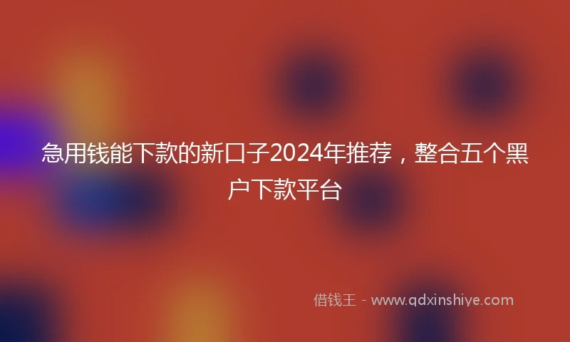 急用钱能下款的新口子2024年推荐，整合五个黑户下款平台
