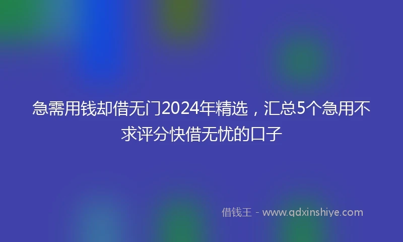 急需用钱却借无门2024年精选，汇总5个急用不求评分快借无忧的口子
