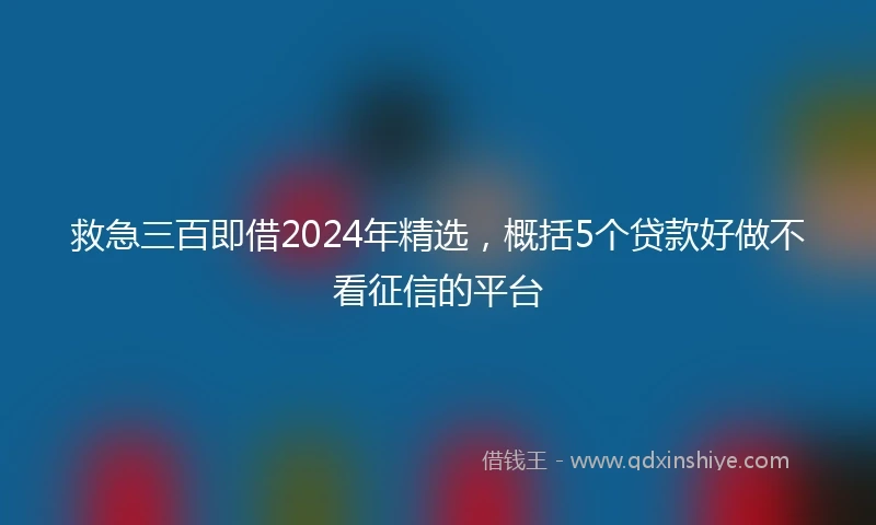 救急三百即借2024年精选，概括5个贷款好做不看征信的平台