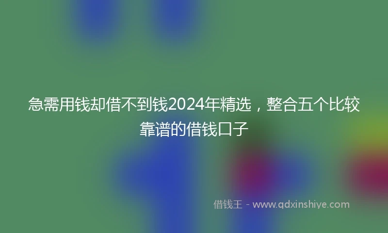 急需用钱却借不到钱2024年精选，整合五个比较靠谱的借钱口子