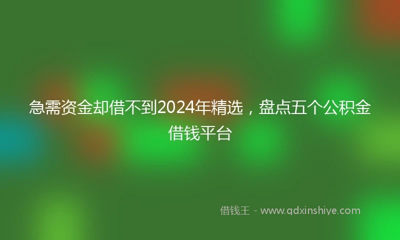 急需资金却借不到2024年精选，盘点五个公积金借钱平台