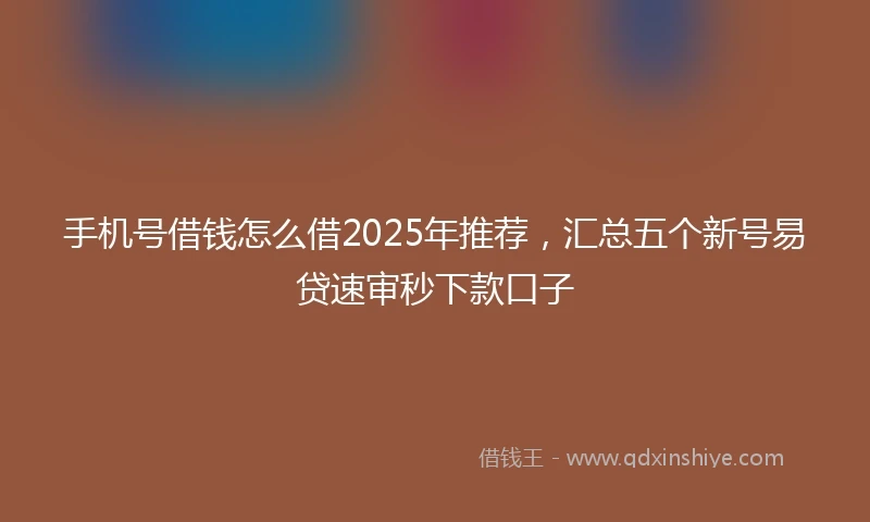 手机号借钱怎么借2025年推荐，汇总五个新号易贷速审秒下款口子