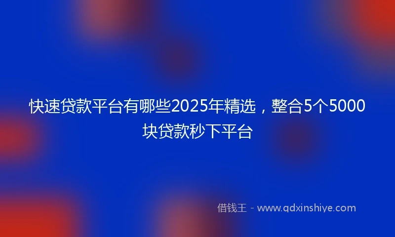 快速贷款平台有哪些2025年精选，整合5个5000块贷款秒下平台