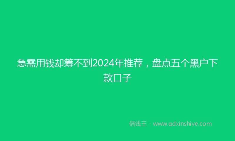 急需用钱却筹不到2024年推荐，盘点五个黑户下款口子