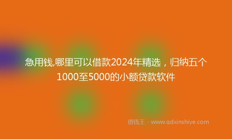 急用钱,哪里可以借款2024年精选，归纳五个1000至5000的小额贷款软件