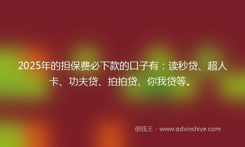 2025年的担保费必下款的口子有：读秒贷、超人卡、功夫贷、拍拍贷、你我贷等。