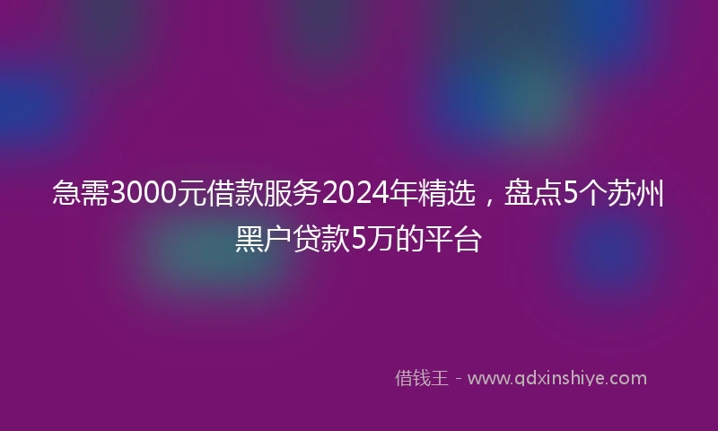 急需3000元借款服务2024年精选，盘点5个苏州黑户贷款5万的平台