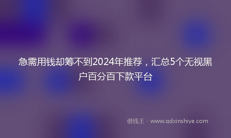 急需用钱却筹不到2024年推荐，汇总5个无视黑户百分百下款平台