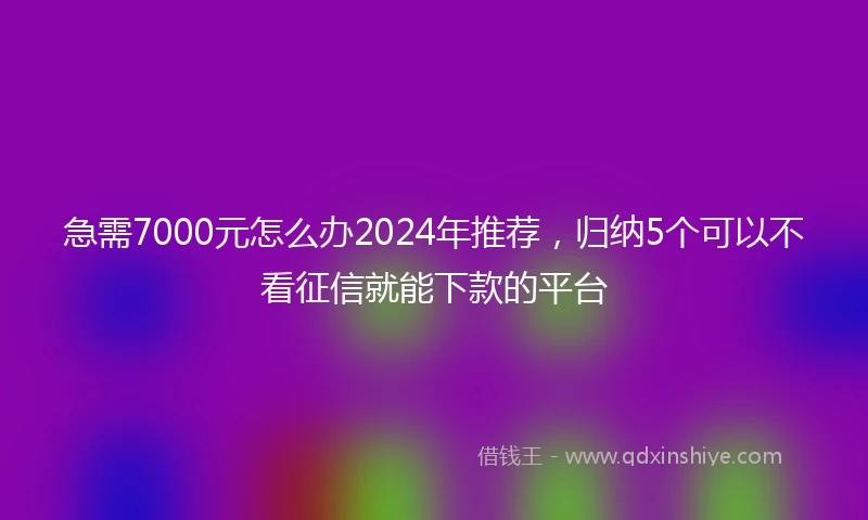 急需7000元怎么办2024年推荐，归纳5个可以不看征信就能下款的平台