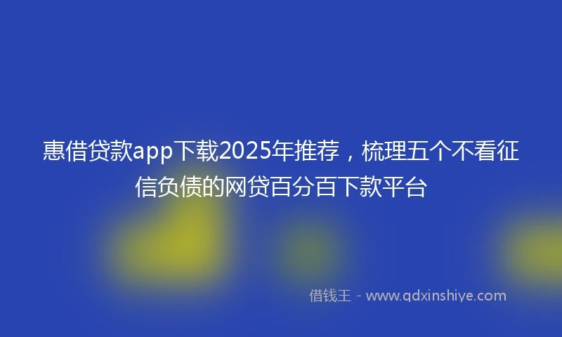惠借贷款app下载2025年推荐，梳理五个不看征信负债的网贷百分百下款平台