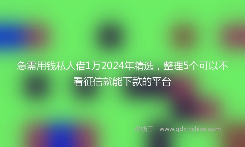 急需用钱私人借1万2024年精选，整理5个可以不看征信就能下款的平台