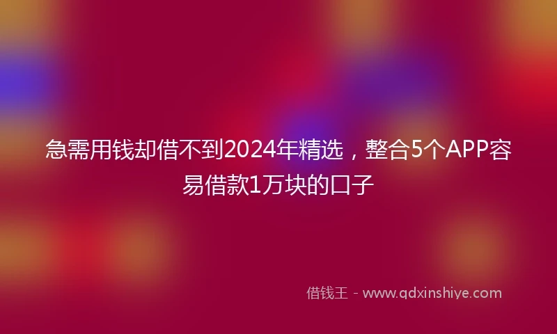 急需用钱却借不到2024年精选，整合5个APP容易借款1万块的口子