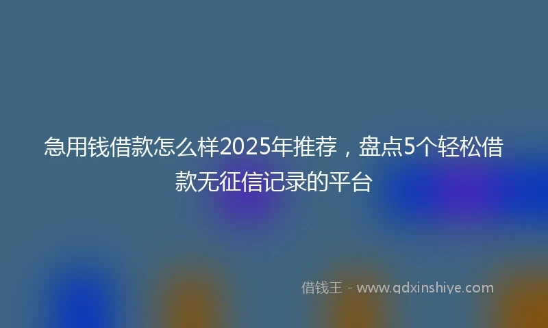急用钱借款怎么样2025年推荐，盘点5个轻松借款无征信记录的平台