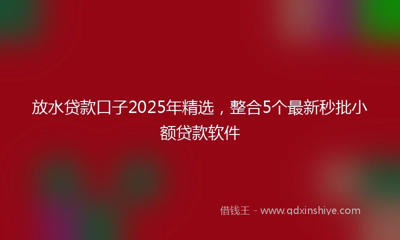 放水贷款口子2025年精选，整合5个最新秒批小额贷款软件