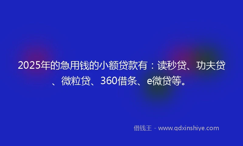 2025年的急用钱的小额贷款有：读秒贷、功夫贷、微粒贷、360借条、e微贷等。
