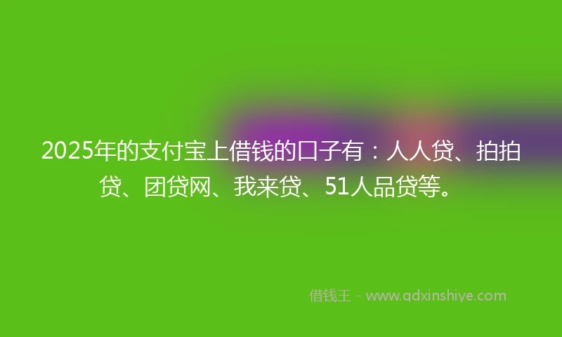 2025年的支付宝上借钱的口子有：人人贷、拍拍贷、团贷网、我来贷、51人品贷等。