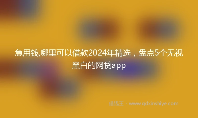 急用钱,哪里可以借款2024年精选，盘点5个无视黑白的网贷app