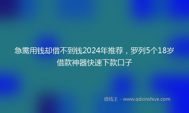 急需用钱却借不到钱2024年推荐，罗列5个18岁借款神器快速下款口子