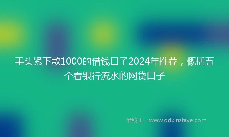 手头紧下款1000的借钱口子2024年推荐，概括五个看银行流水的网贷口子
