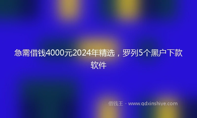 急需借钱4000元2024年精选，罗列5个黑户下款软件